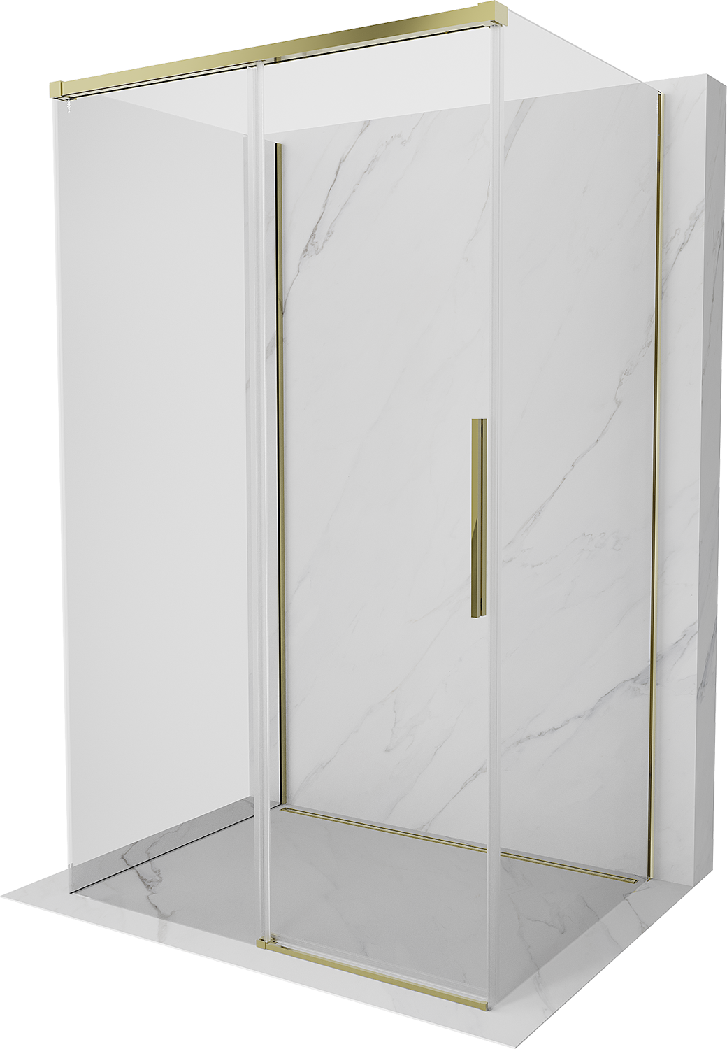 Mexen Rox-3S kabina prysznicowa 3-ścienna rozsuwana 145 x 120 cm, transparent, złota - 8C2-145-120-50-00-3S